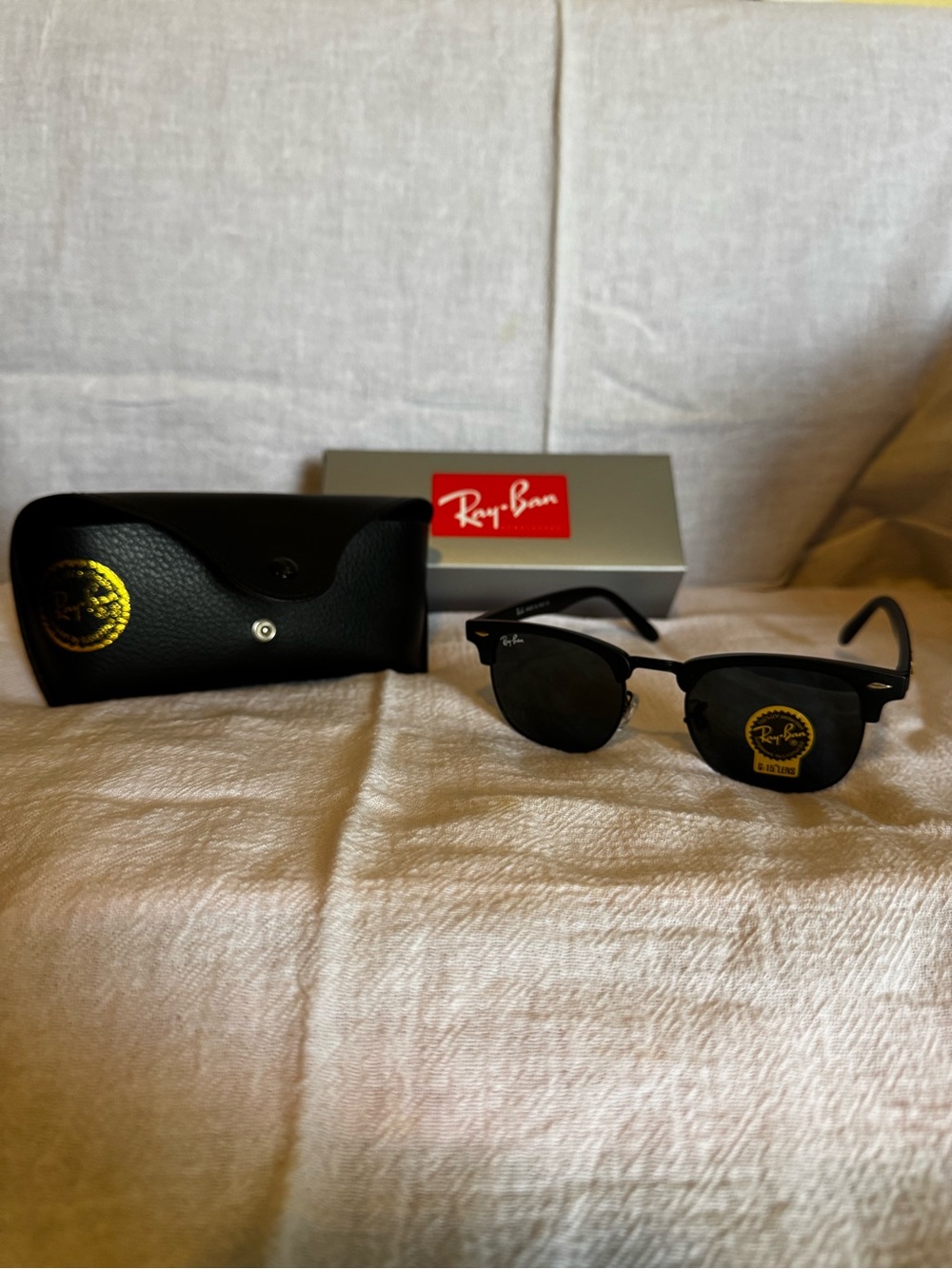 Ray-Ban Black Half-Frame Clubround Sunglasses